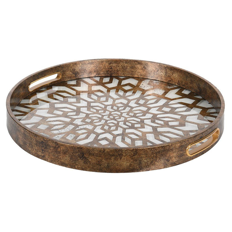 Antique Gold Round Decorative Tray