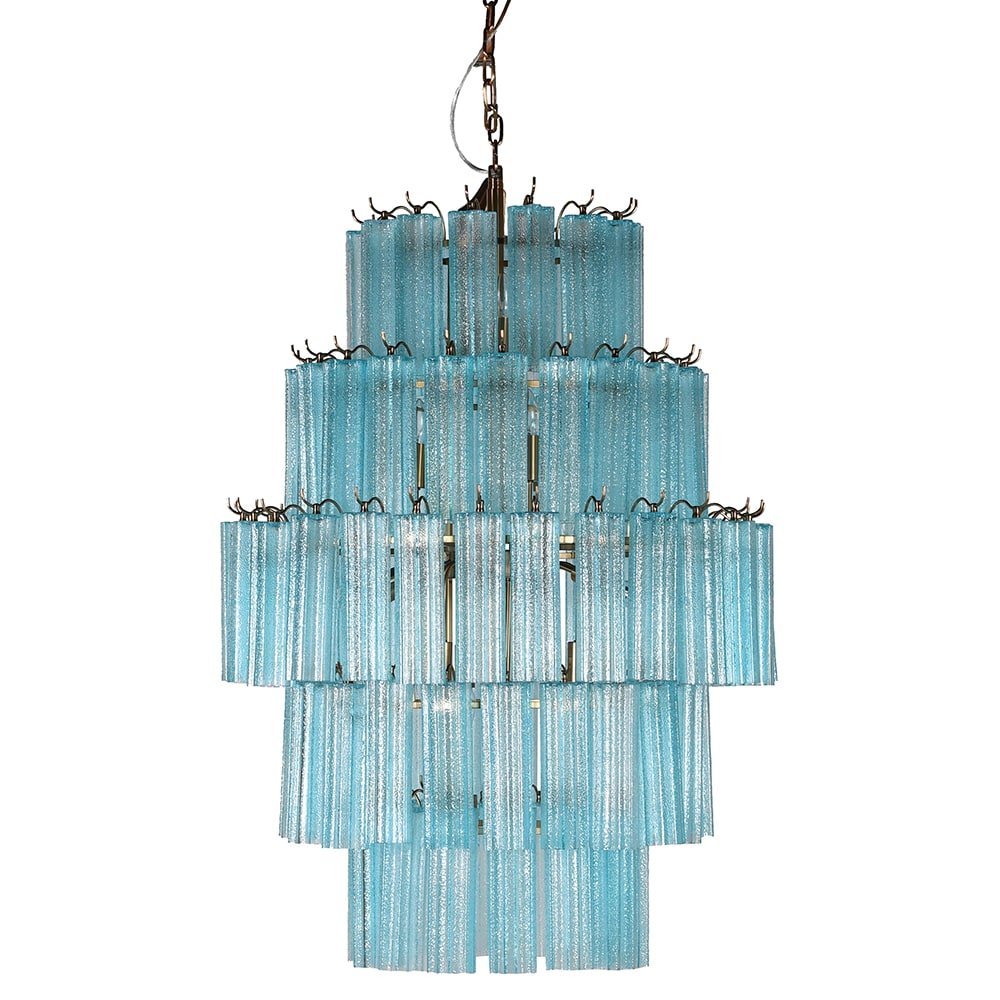 Aquamarine Glass 5 Tier Chandelier