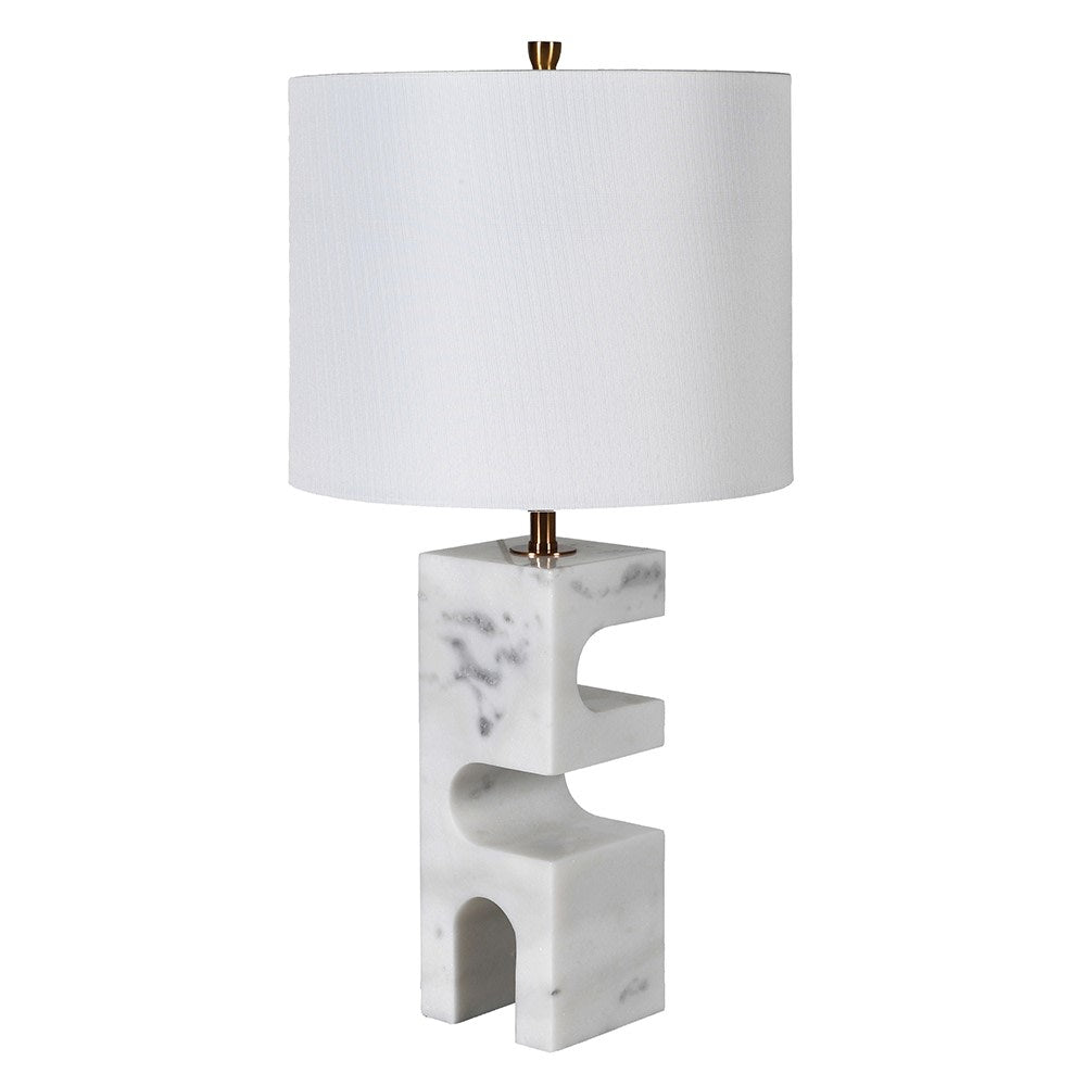 Arches Marble Table Lamp with Linen Shade - LUXONAS