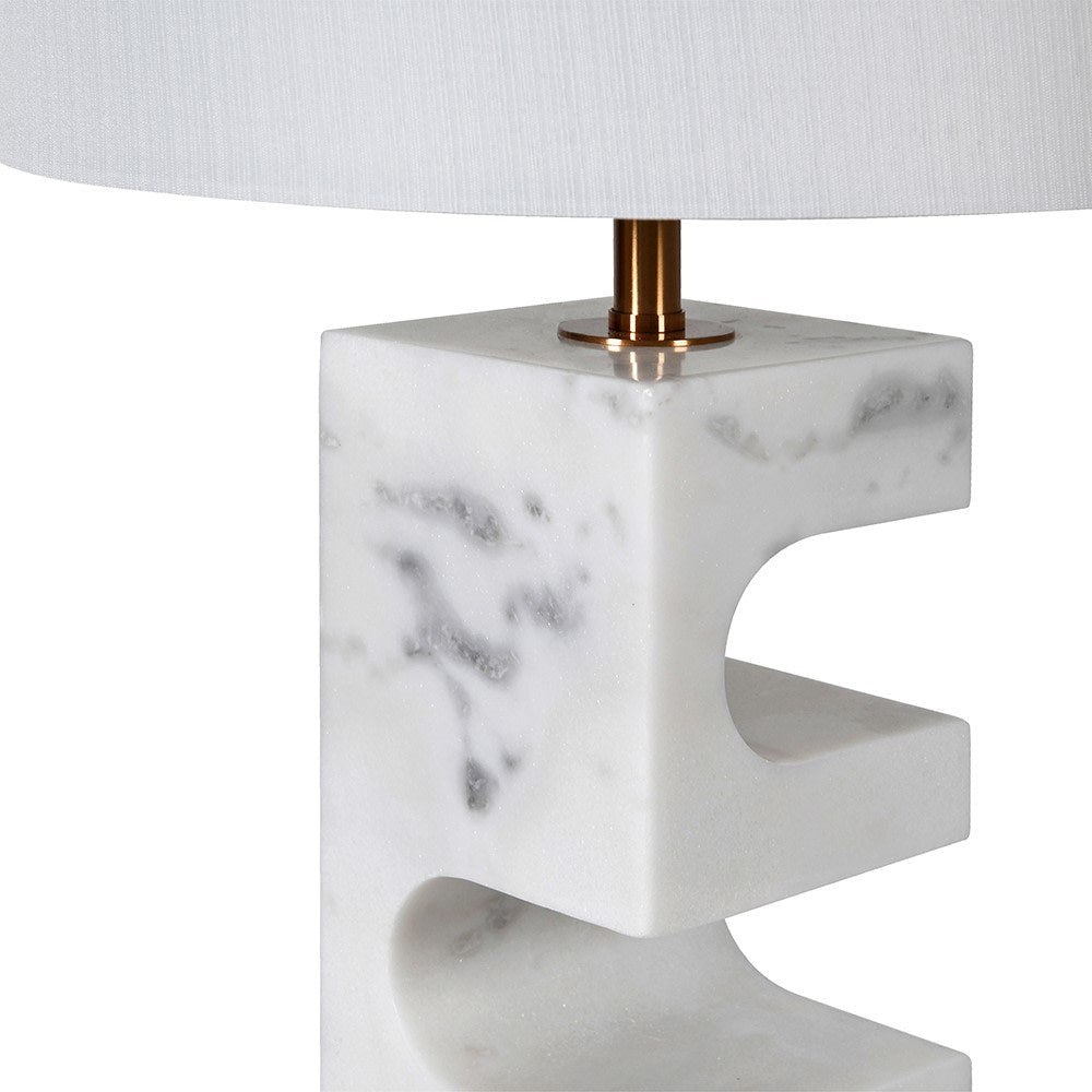Arches Marble Table Lamp with Linen Shade - LUXONAS