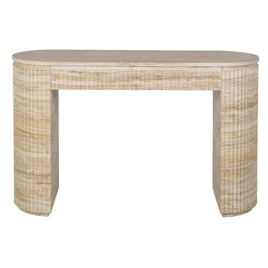 Arden Faux Travertine Console Table
