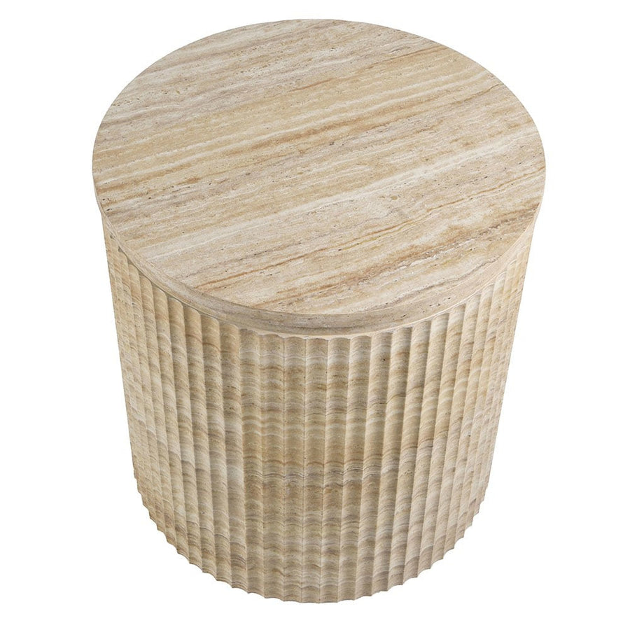 Arden Faux Travertine Round Side Table