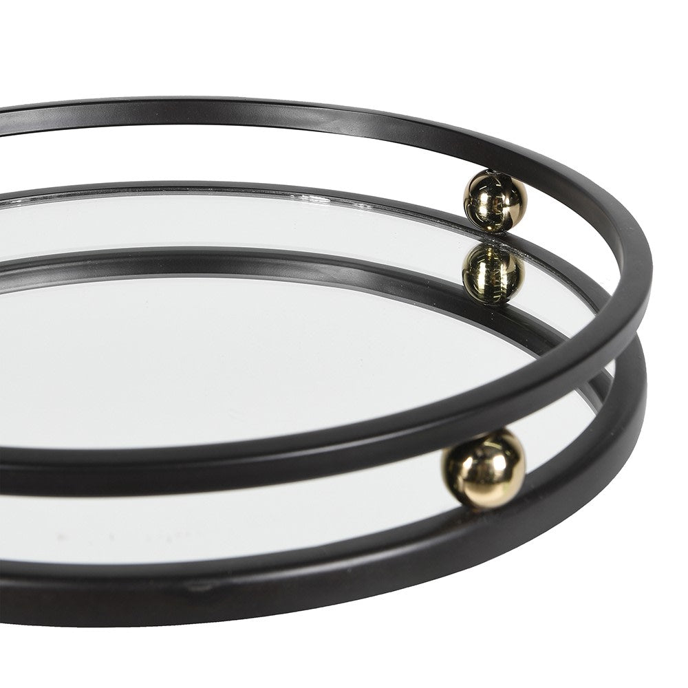 Art Deco Mirror Tray – Elegant Brass & Glass Design - LUXONAS