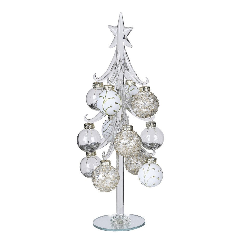 Assorted Glitter Bauble Tree - Festive Glass Decorations - LUXONAS