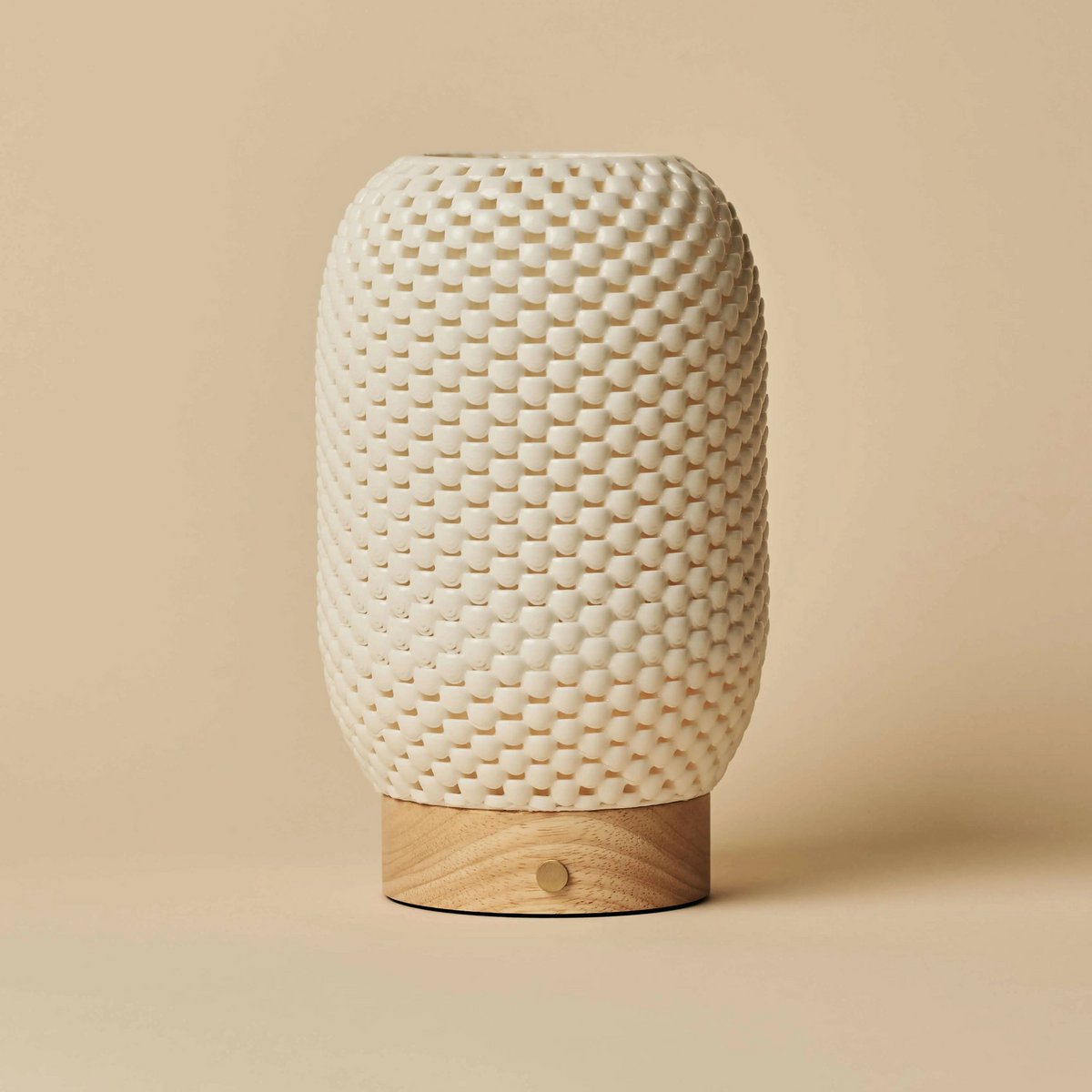 Aurora Light Brown Wooden Cordless Table Lamp | 3D - Printed Porcelain, Dimmable & Up to 100 Hours of Battery Life - LUXONAS HOME