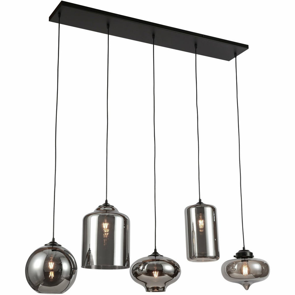 Ava Hanging Lamp Smoke Glass 5 - Light Mix - LUXONAS HOME