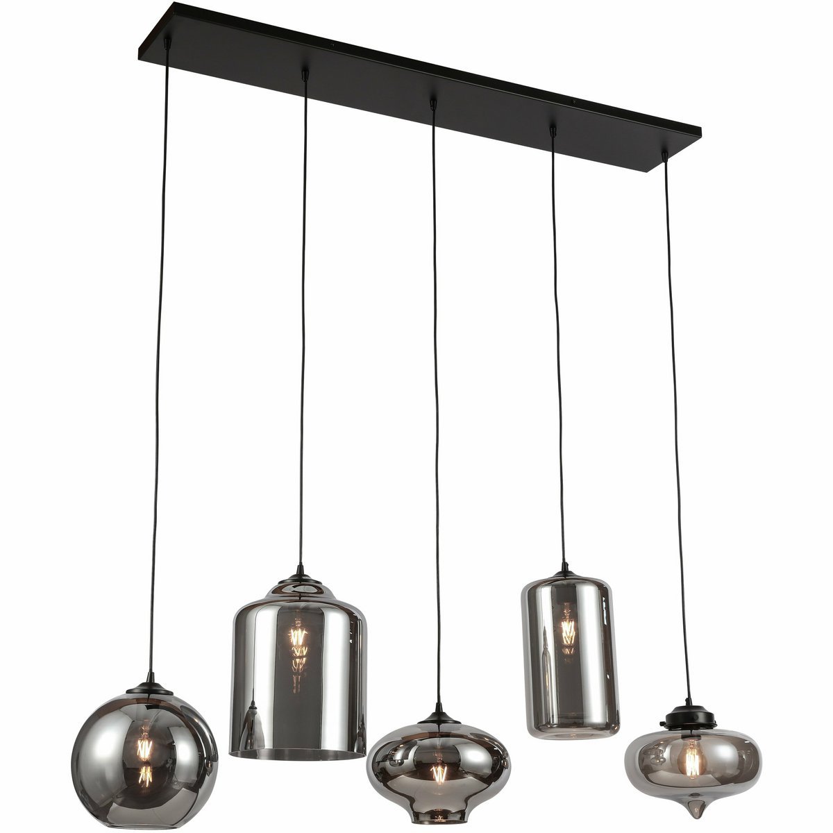 Ava Hanging Lamp Smoke Glass 5 - Light Mix - LUXONAS HOME