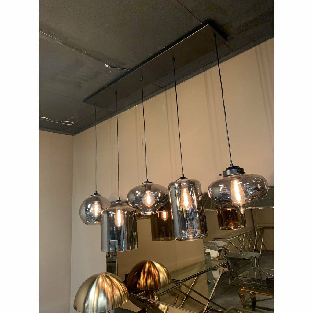 Ava Hanging Lamp Smoke Glass 5 - Light Mix - LUXONAS HOME