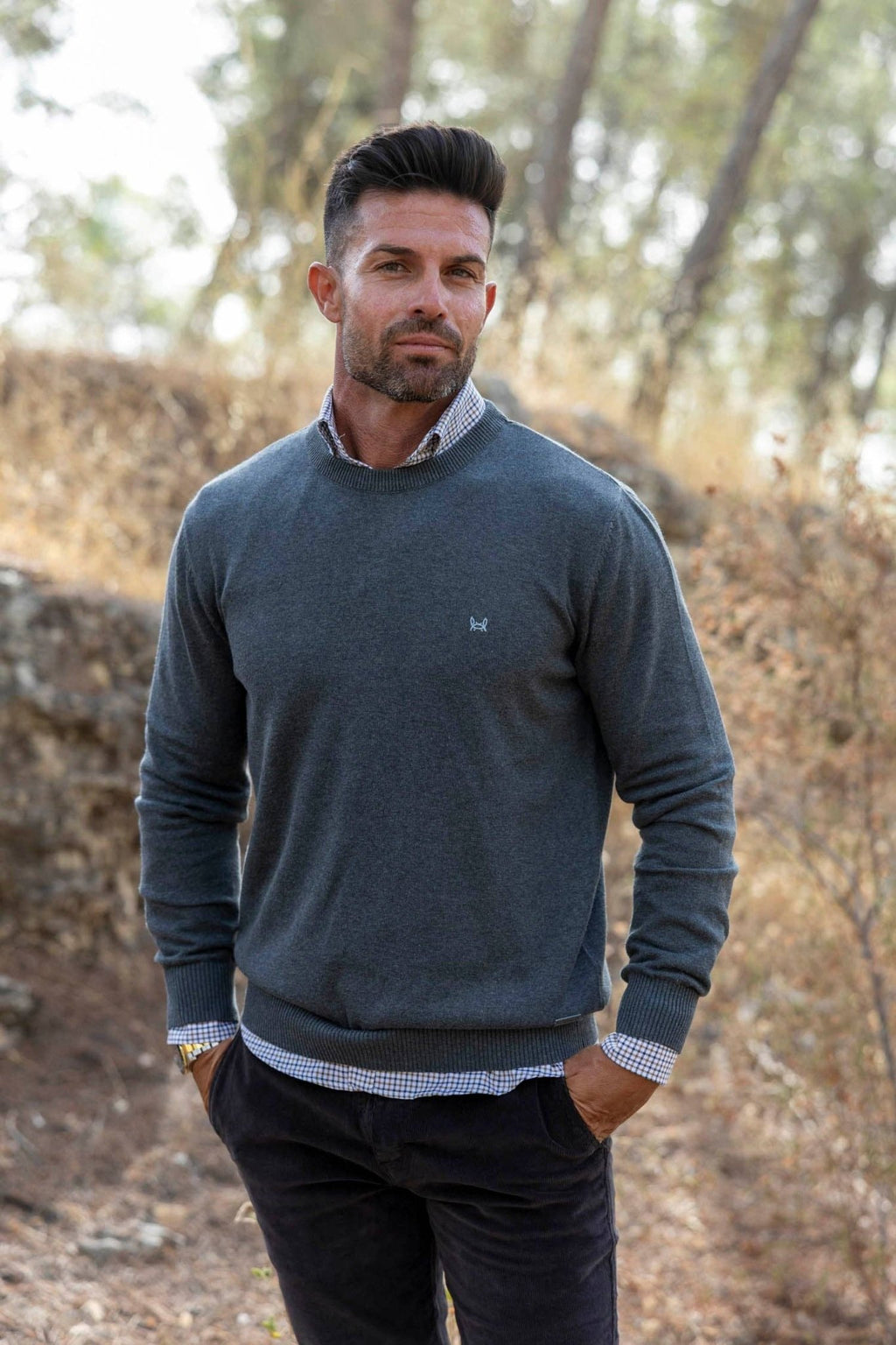 Basic Grey Round Neck Jersey - LUXONAS HOME