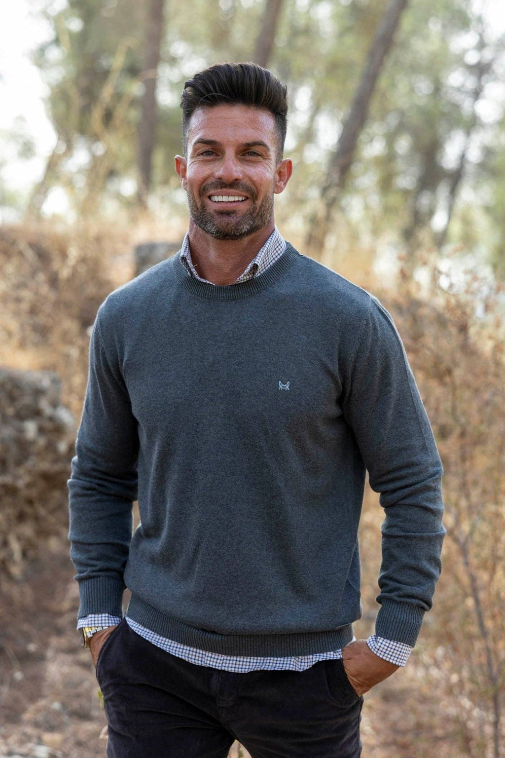 Basic Grey Round Neck Jersey - LUXONAS HOME