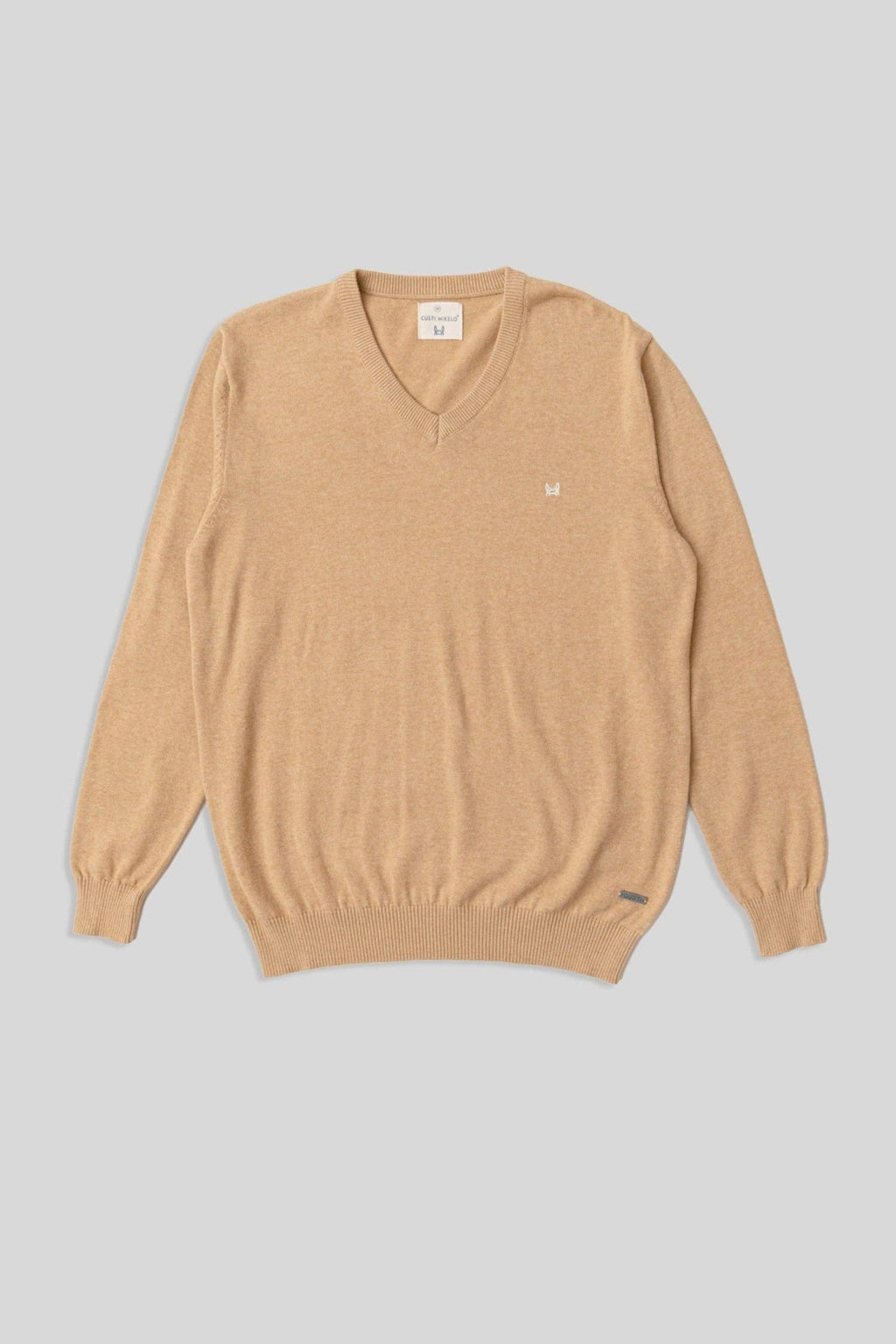 Basic V - Neck Camel Sweater - LUXONAS HOME