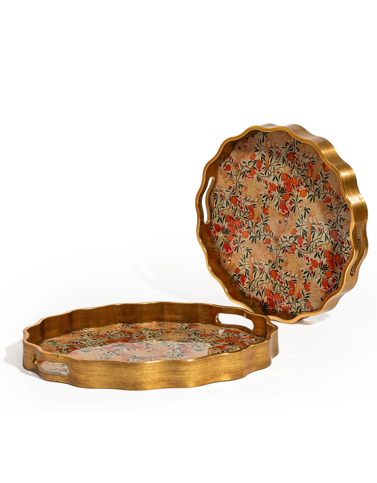 Large Brushed Gold Cockatoo & Pomegranate Tray