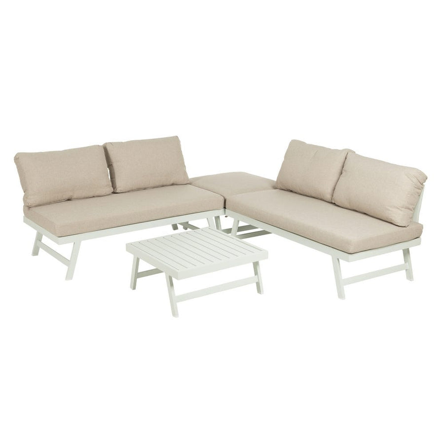 Beige and White Outdoor Garden Set with 1 cm Aluminum Frame