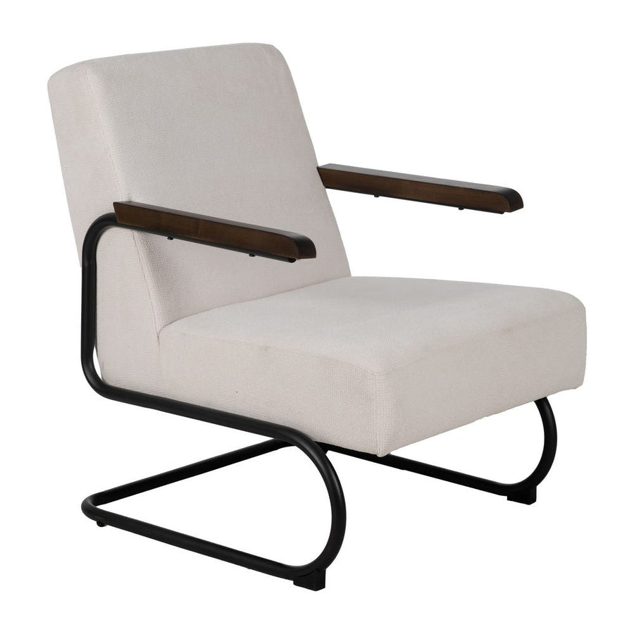 Beige Armchair with Metal Weave Frame