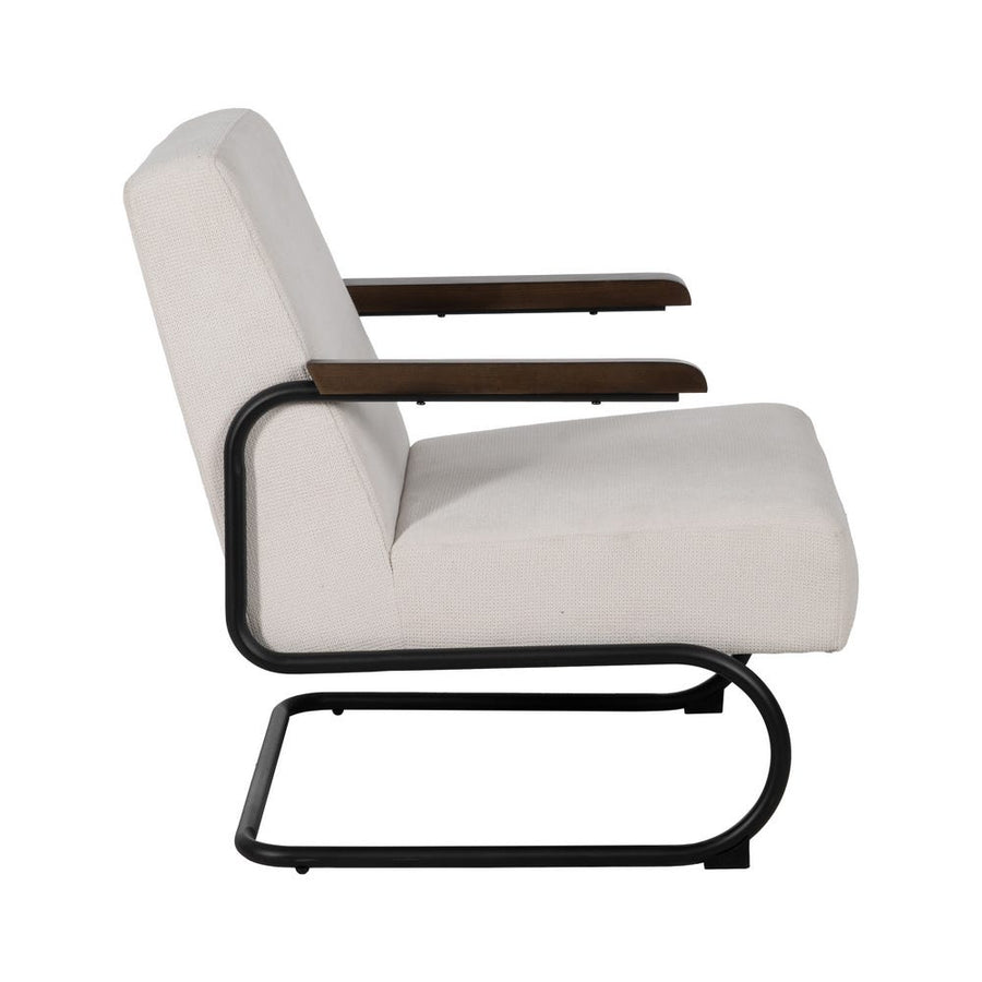Beige Armchair with Metal Weave Frame