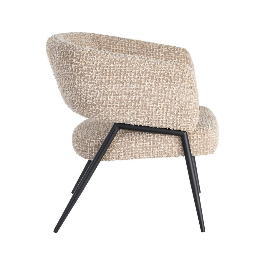 Beige Fabric and Metal Armchair