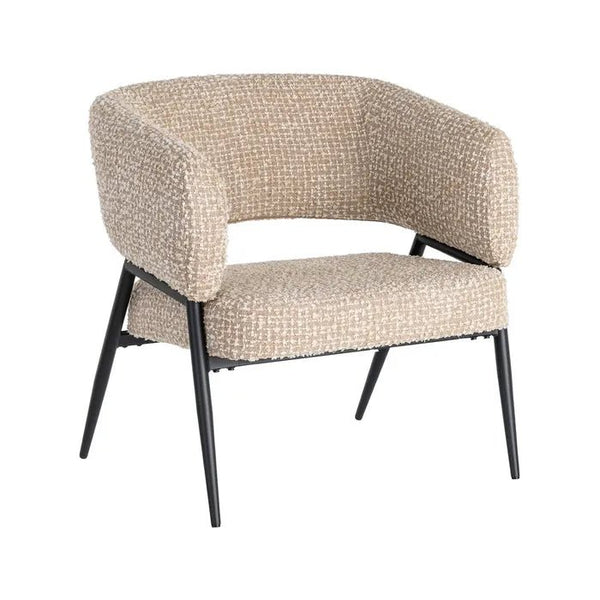 Beige Fabric and Metal Armchair