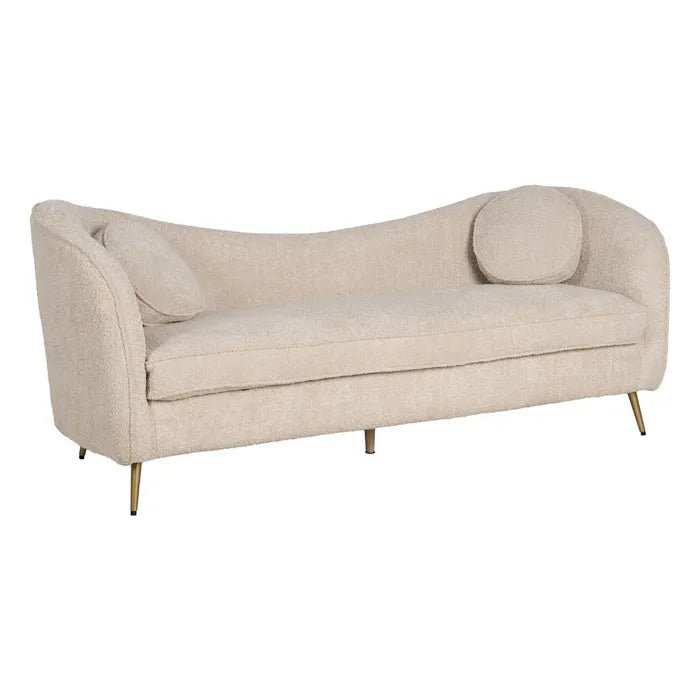 Beige Fabric Curve Sofa - LUXONAS