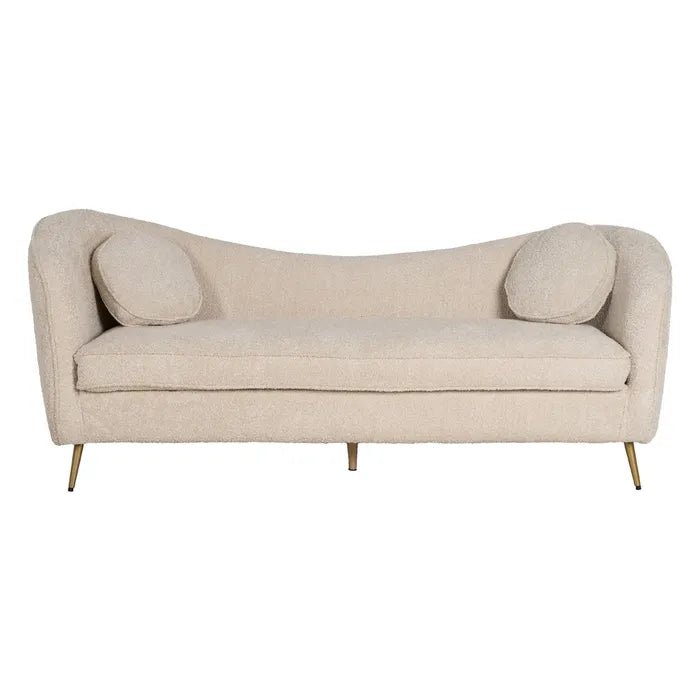 Beige Fabric Curve Sofa - LUXONAS