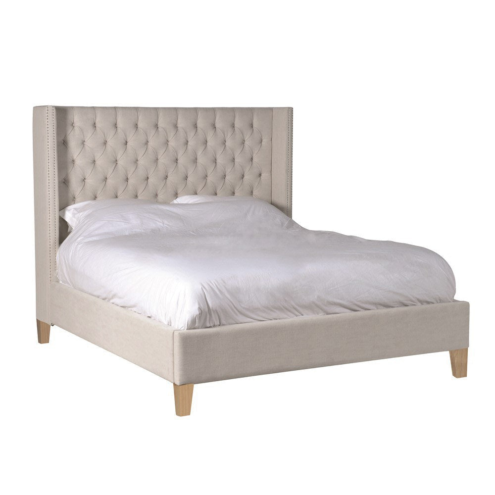 Beige Linen 5FT Buttoned Bed