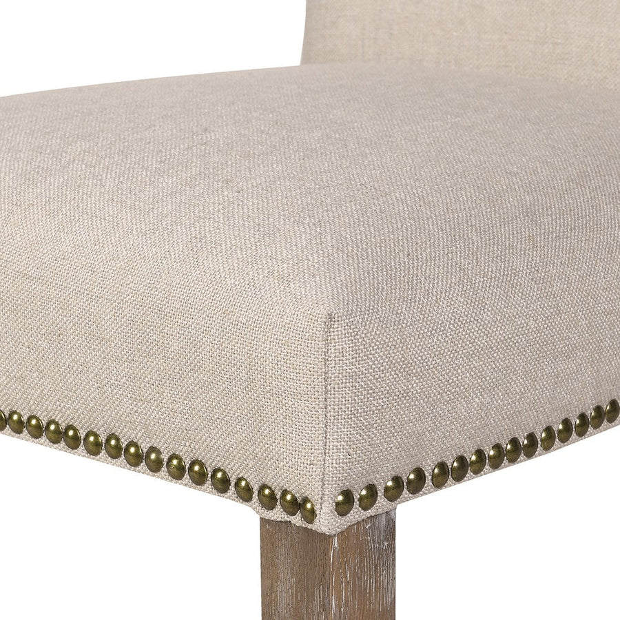 Beige Linen Mix Studded Edge Dining Chair
