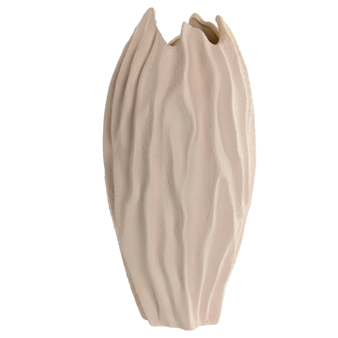 Beige Matt Wrinkled Vase - LUXONAS