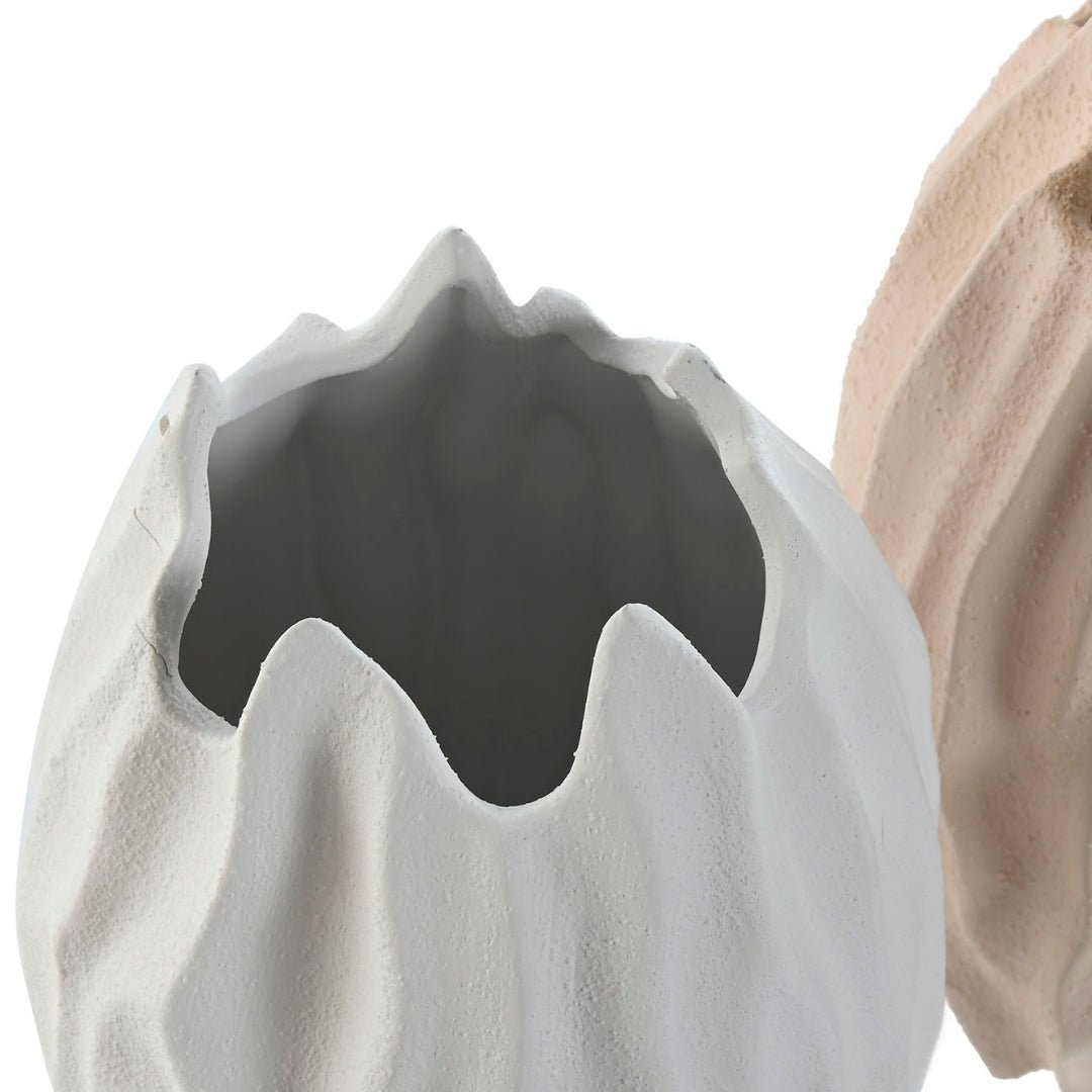 Beige Matt Wrinkled Vase - LUXONAS