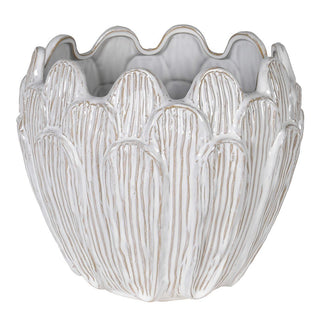 Handmade Beige Petal Ceramic Planter