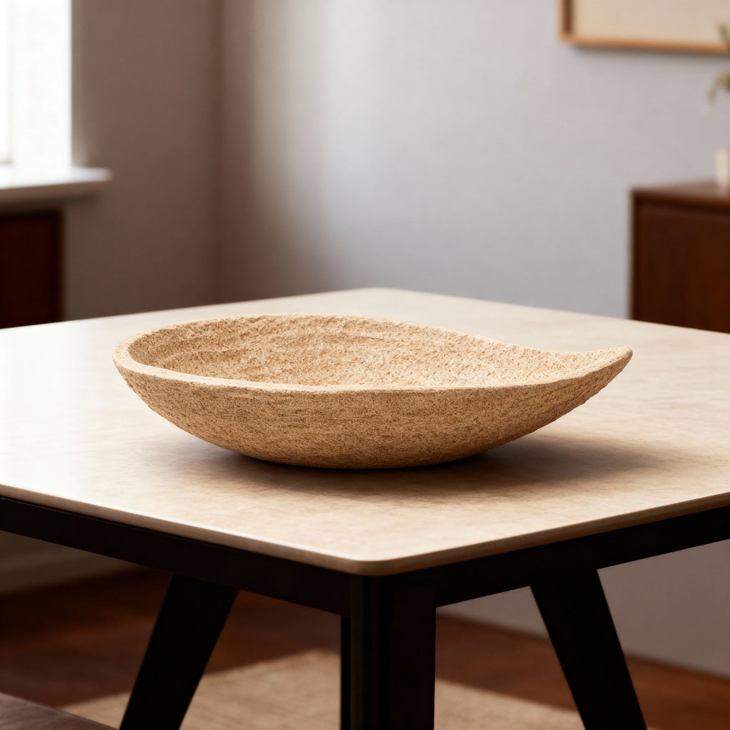 Beige Pointed Ceramic Bowl 35cm - LUXONAS