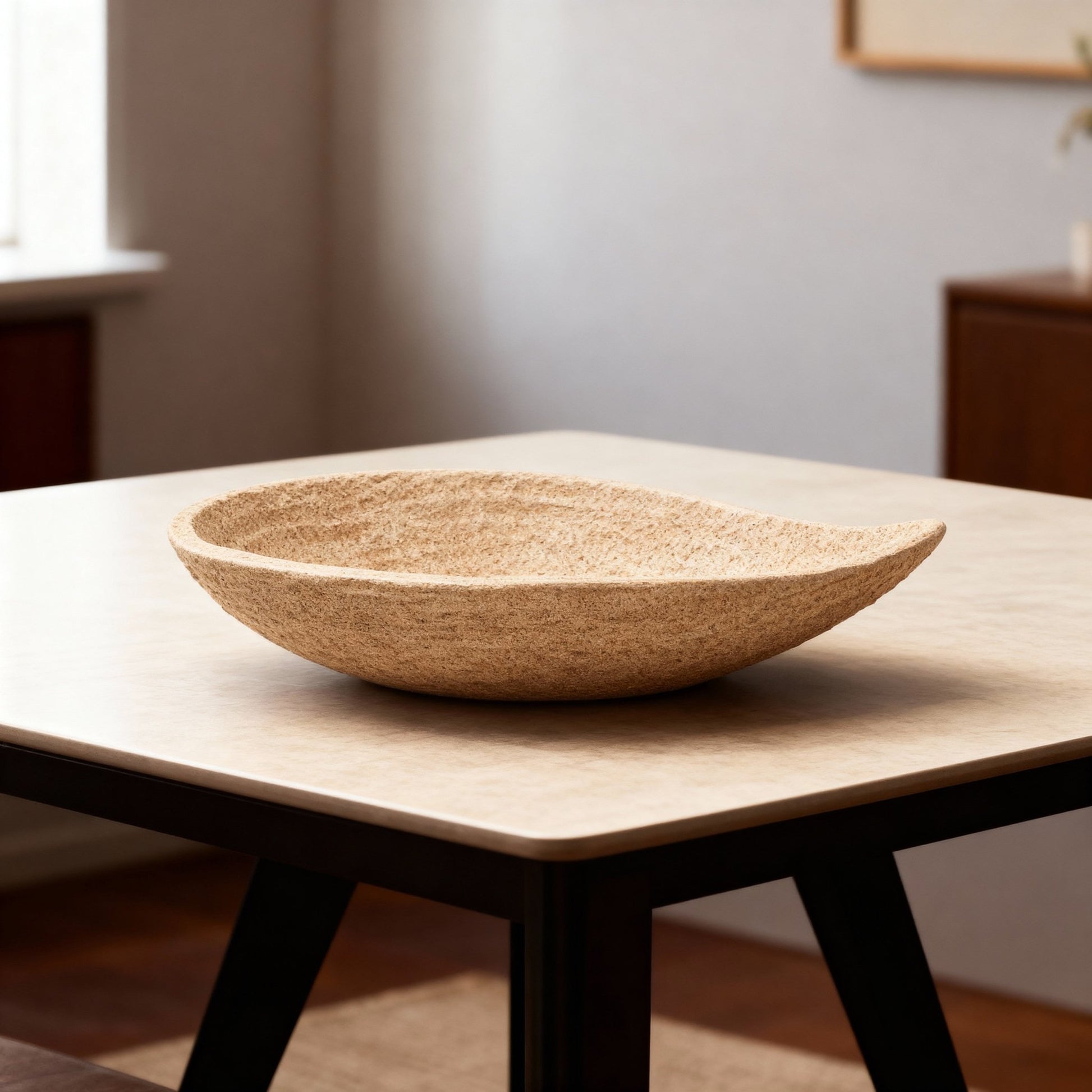 Beige Pointed Ceramic Bowl 35cm - LUXONAS