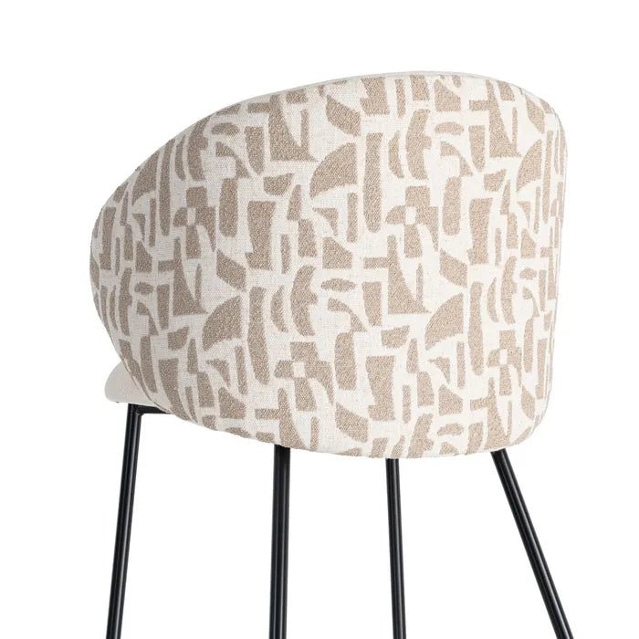 Beige Printed Woven Fabric–Metal Chair