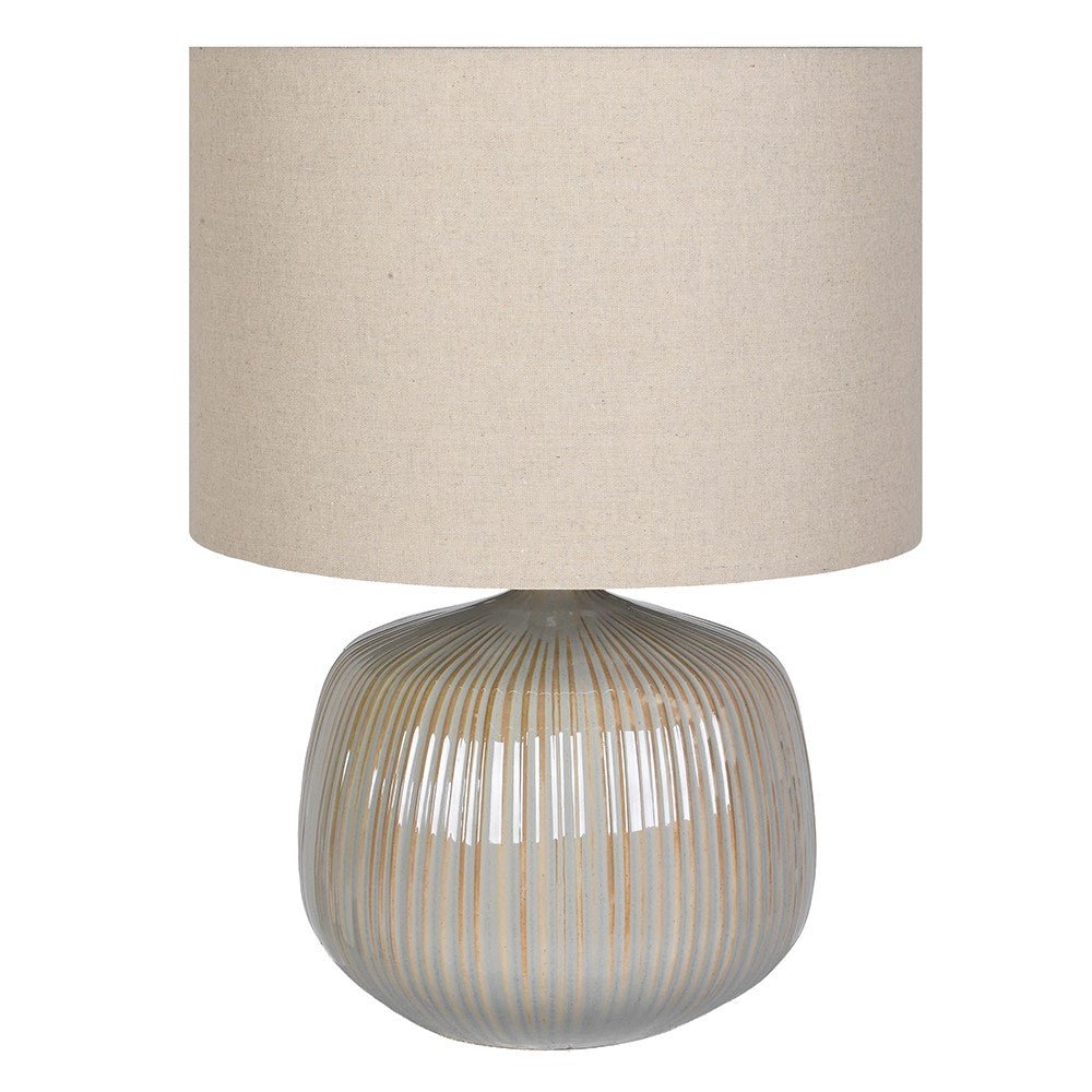 Beige Ribbed Table Lamp