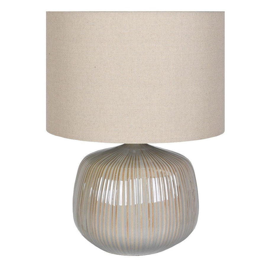 Beige Ribbed Table Lamp
