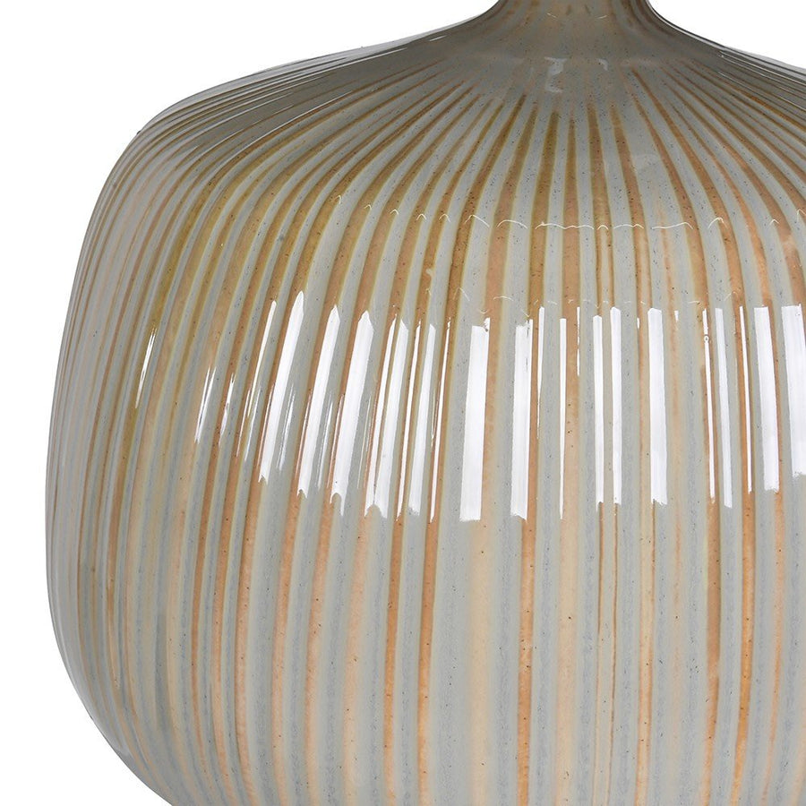 Beige Ribbed Table Lamp