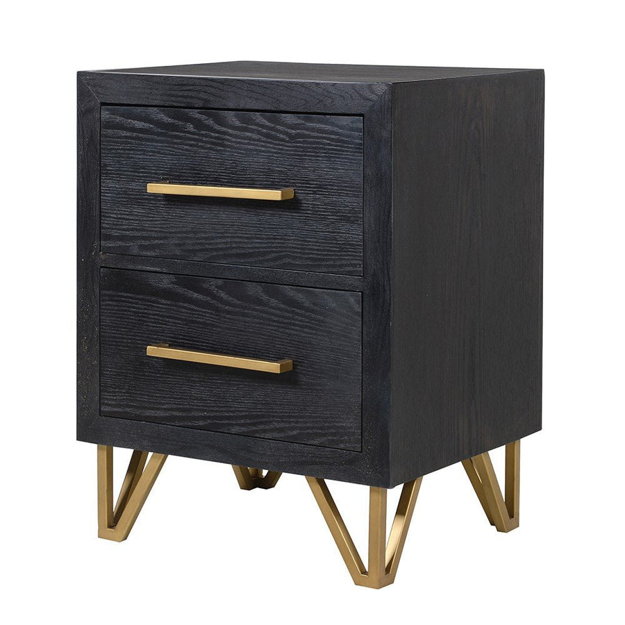 Black 2 Drawer Bedside