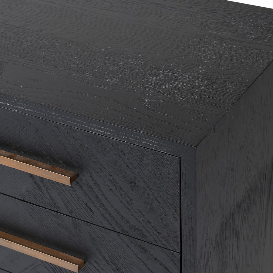 Black 3 Drawer Bedside w/Brass Handle