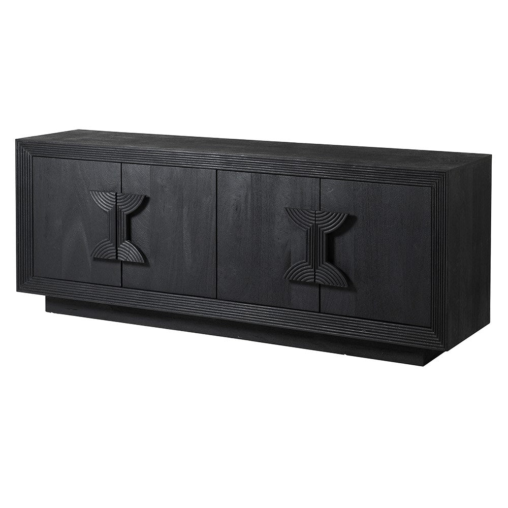 Black 4 Door Sideboard in Solid Oak