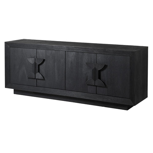 Black 4 Door Sideboard in Solid Oak