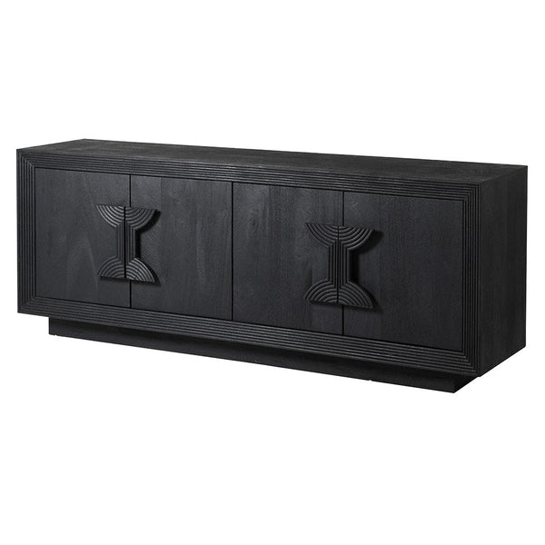 Black 4 Door Sideboard in Solid Oak