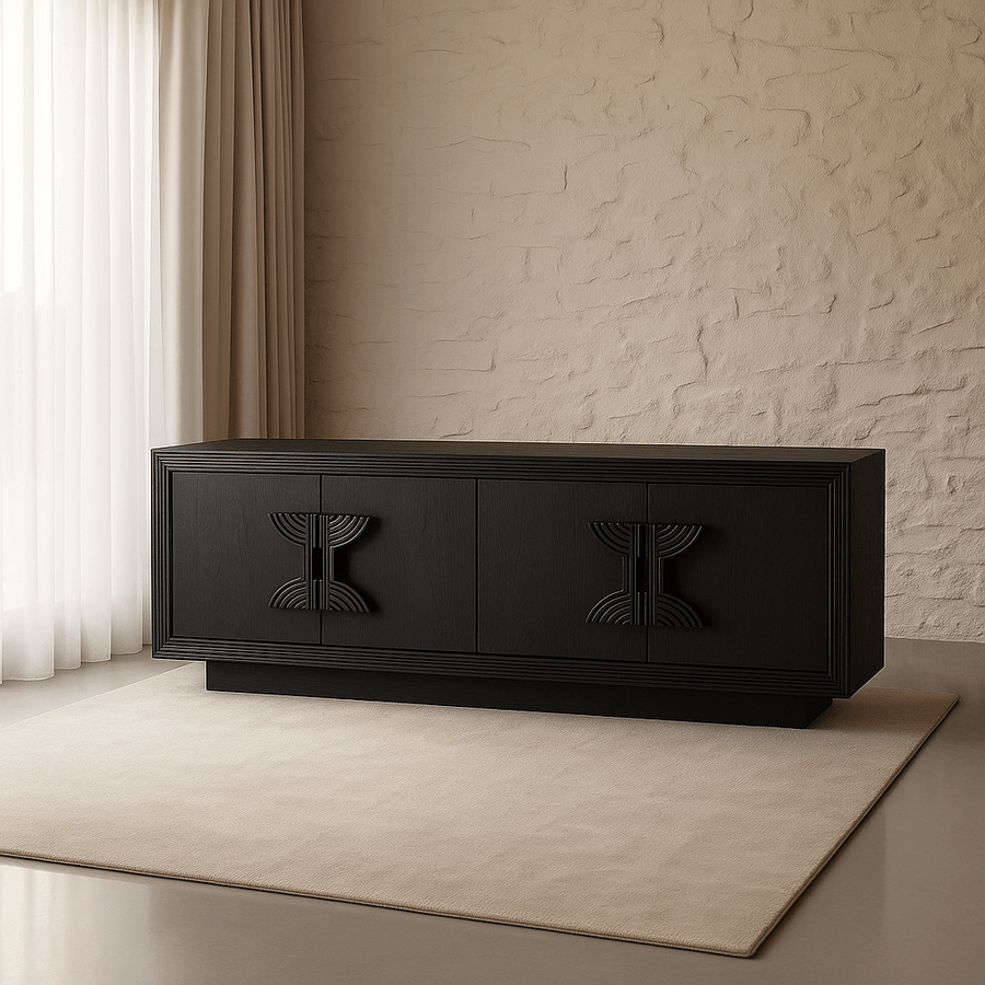 Black 4 Door Sideboard in Solid Oak