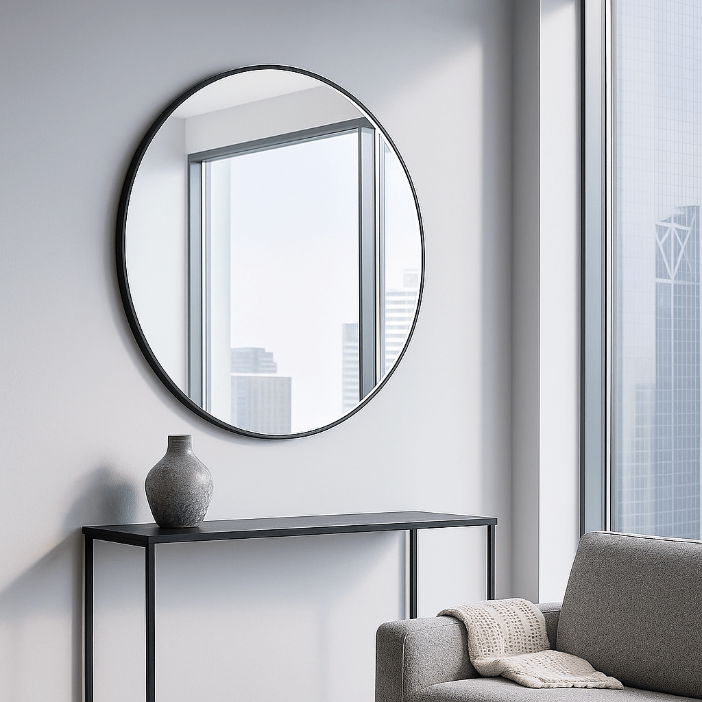 Black Aluminium Frame Mirror 100cm - LUXONAS