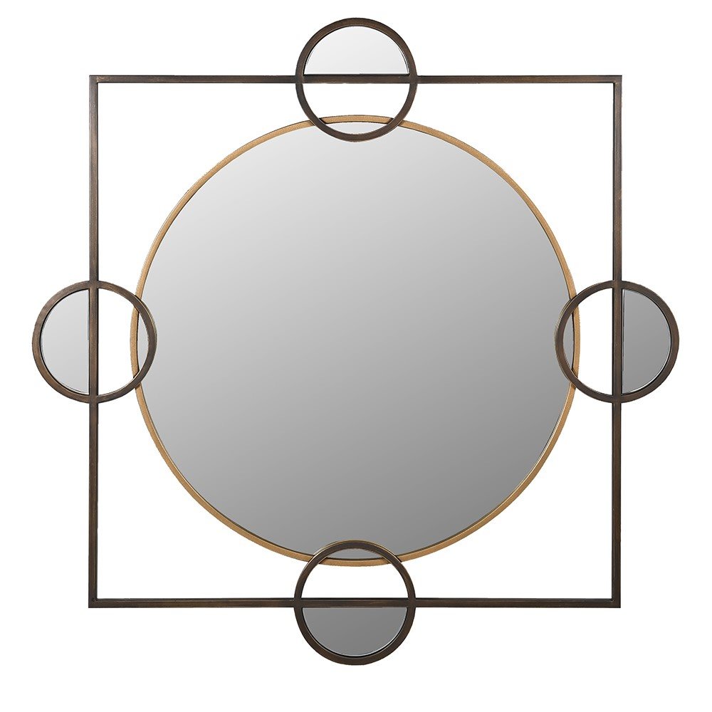 Black and Gold Geometric Mirror