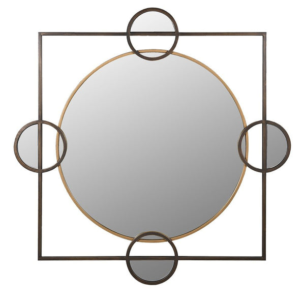 Black and Gold Geometric Mirror