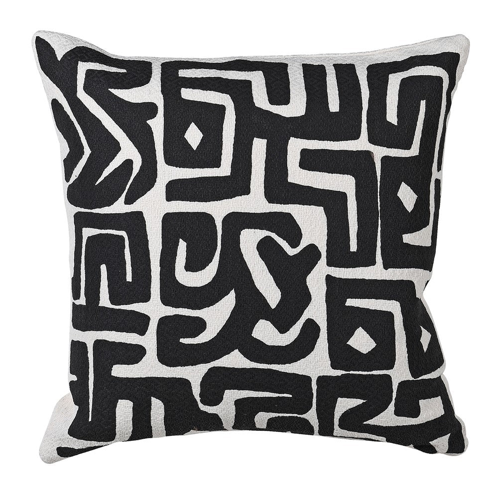 Black Aztec Cotton Cushion - LUXONAS