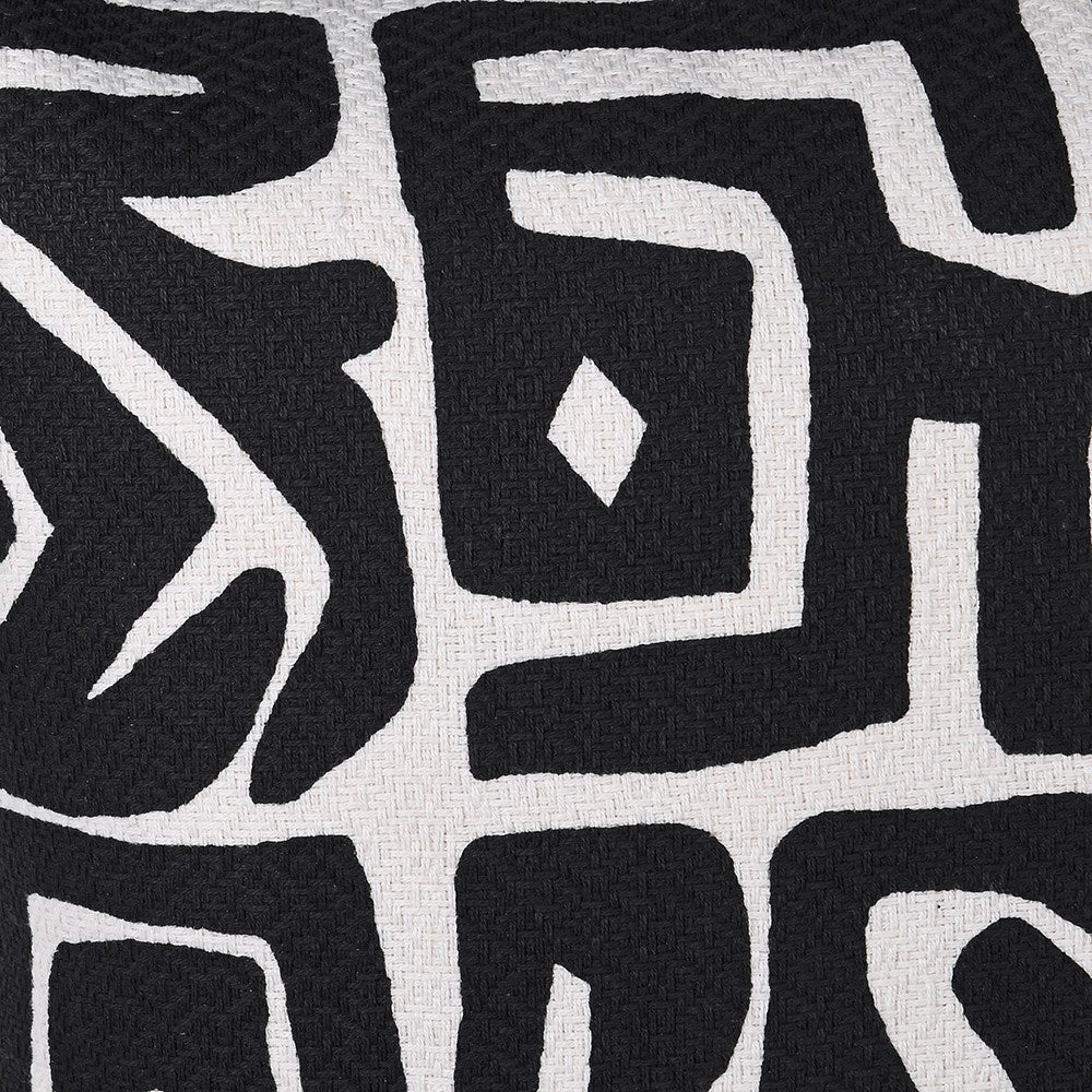 Black Aztec Cotton Cushion - LUXONAS