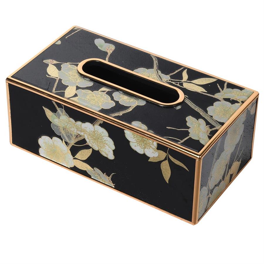 Black Blossom Tissue Box - LUXONAS