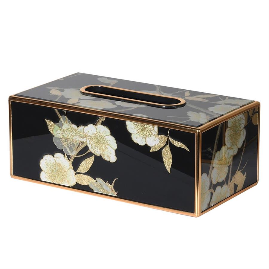 Black Blossom Tissue Box - LUXONAS