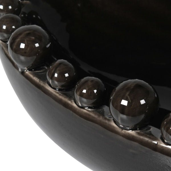 Black Ceramic Balls Oval Bowl