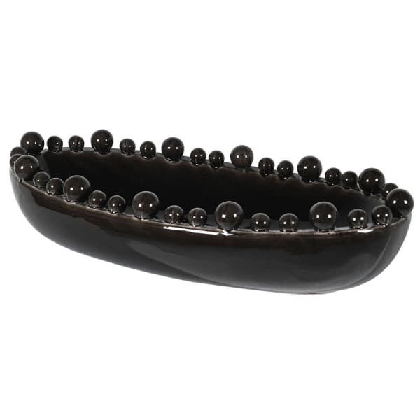 Black Ceramic Balls Oval Bowl
