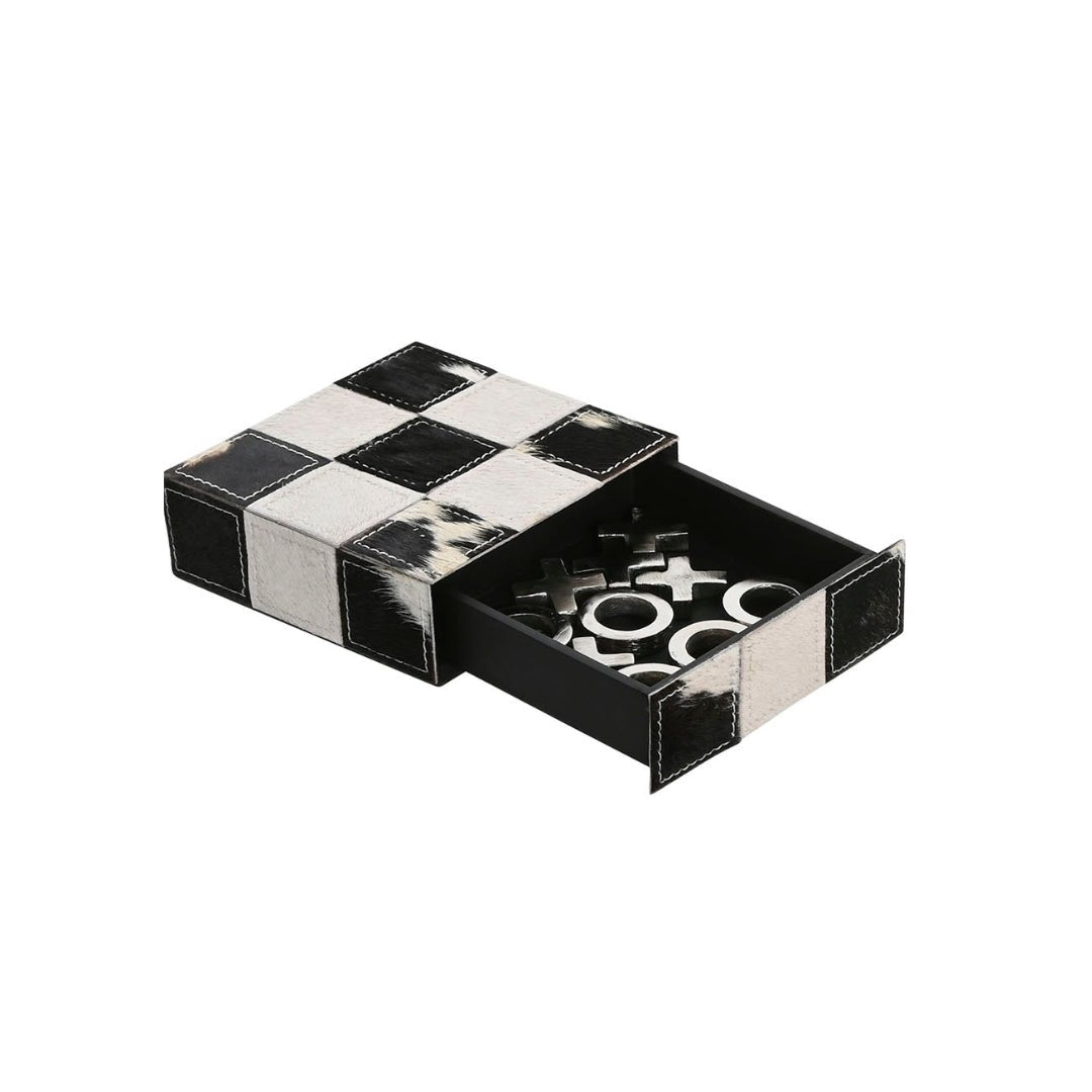 Black Cowhide OXO Game - LUXONAS